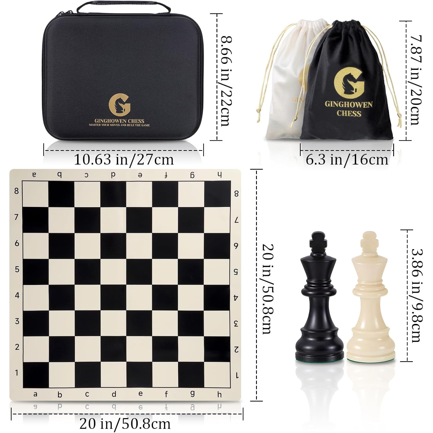 Silicone Board Chess Set 20 Inch with Weighted Pieces: image 2