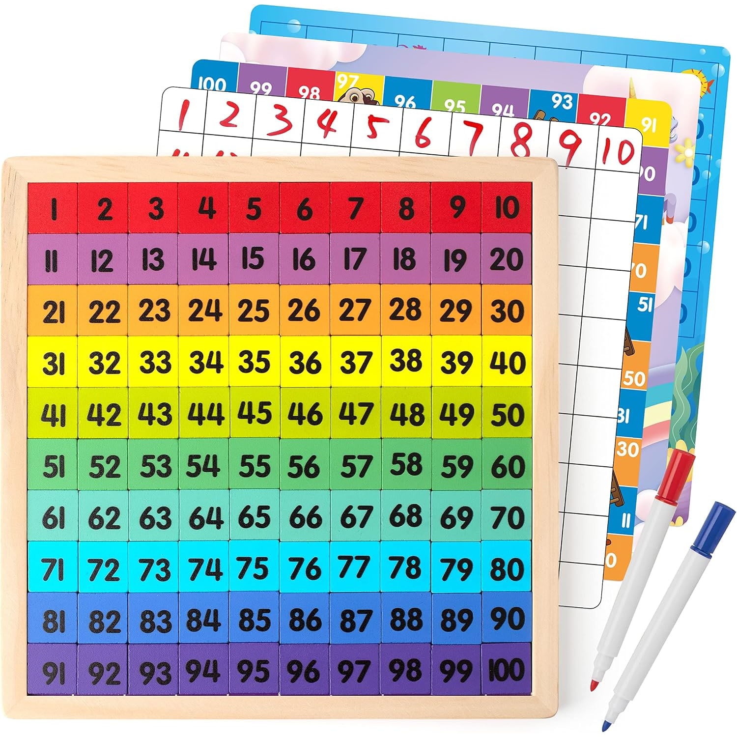 Wooden Hundred Board Number Tile Set