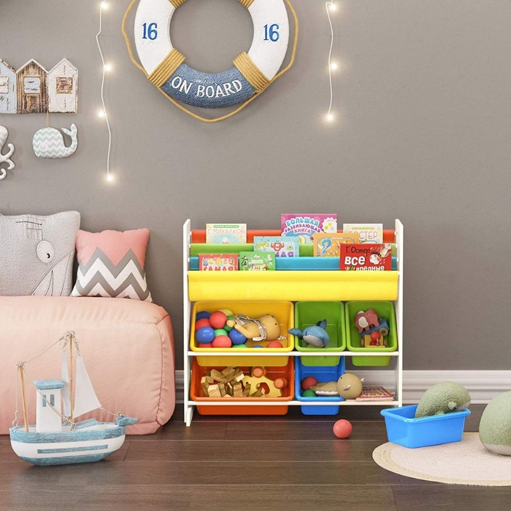 Kids Bookshelf with Toy Storage Boxes: image 7