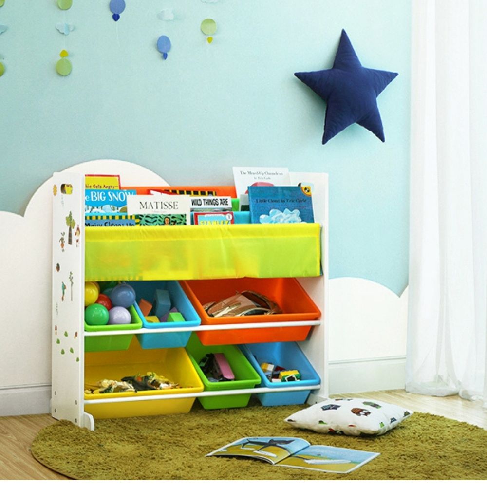 Kids Bookshelf with Toy Storage Boxes: image 9