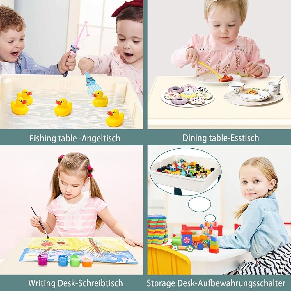 Kids Activity Table and 2 Chair Set with 100 Building Blocks: image 11