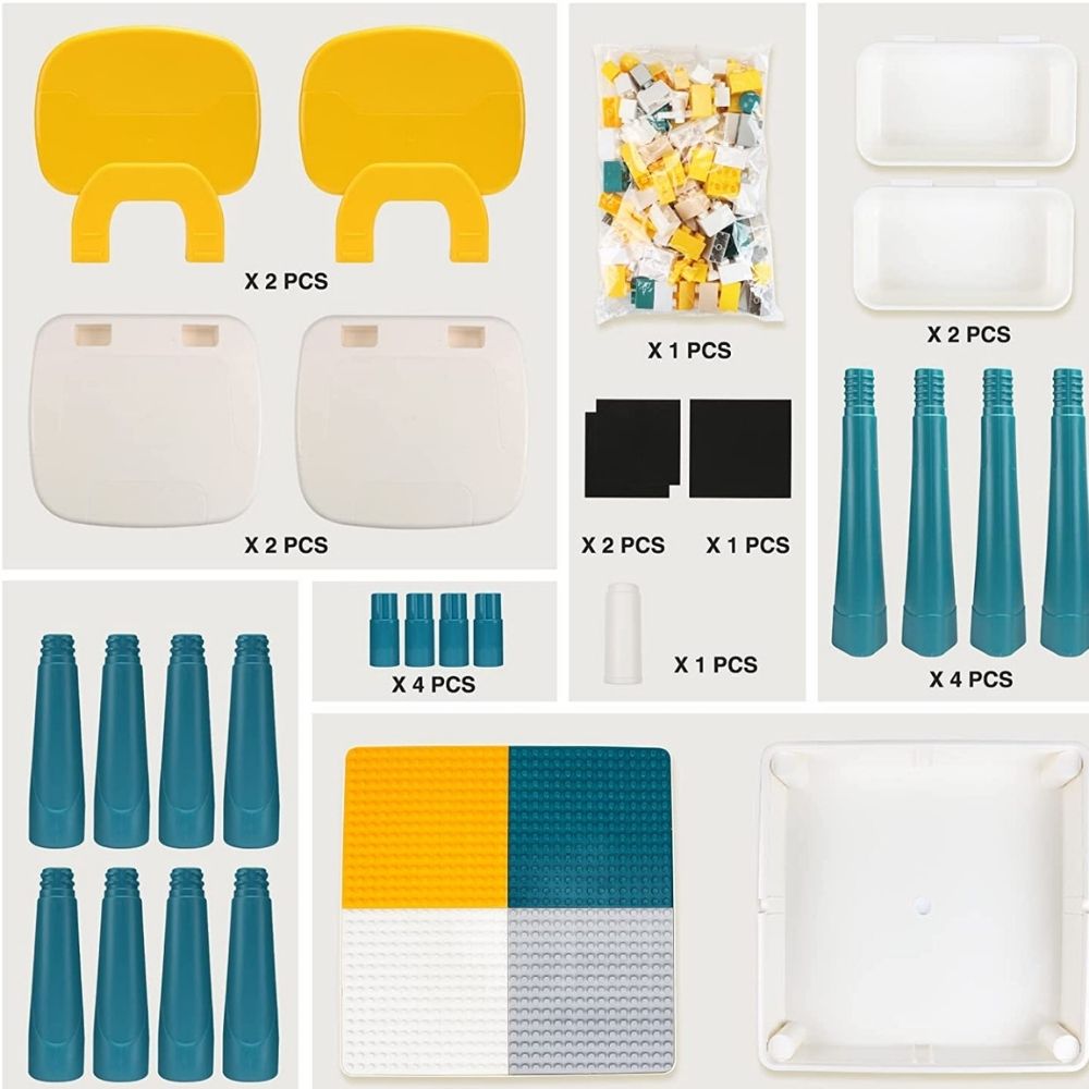 Kids Activity Table and 2 Chair Set with 100 Building Blocks: image 12