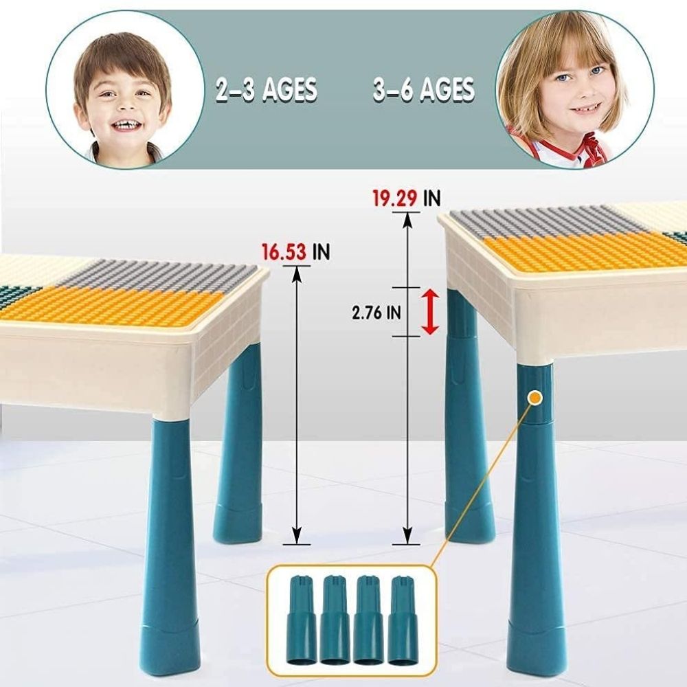 Kids Activity Table and 2 Chair Set with 100 Building Blocks: image 13