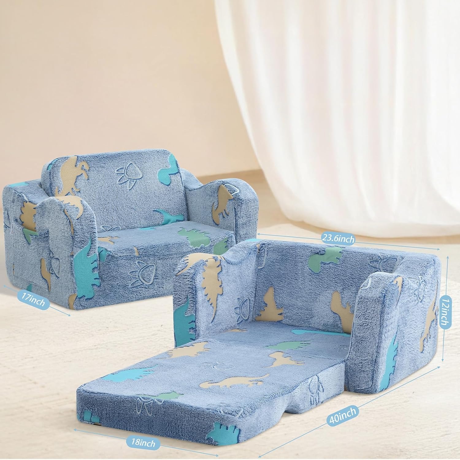 Glow Dinosaur Kids Fold Out Sofa: image 3