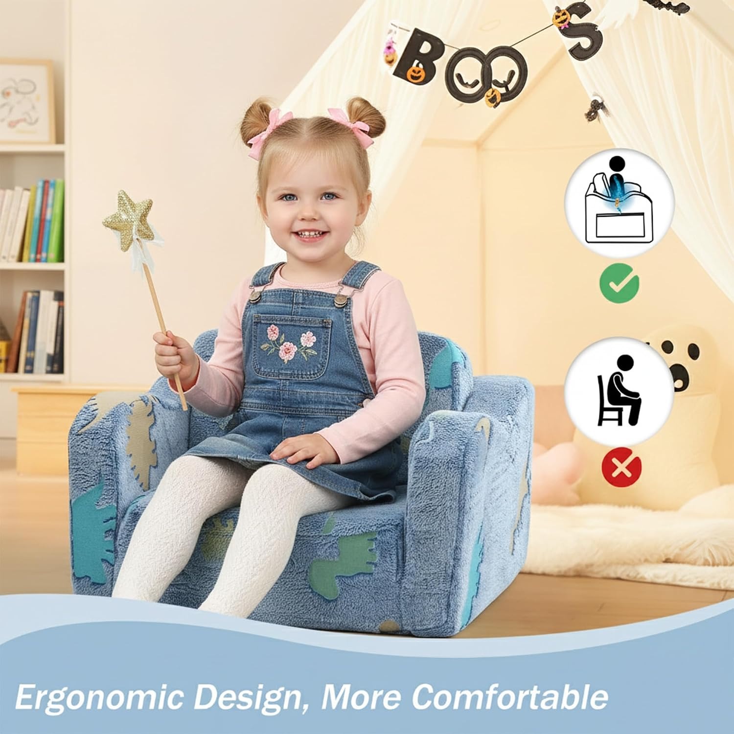 Glow Dinosaur Kids Fold Out Sofa: image 5