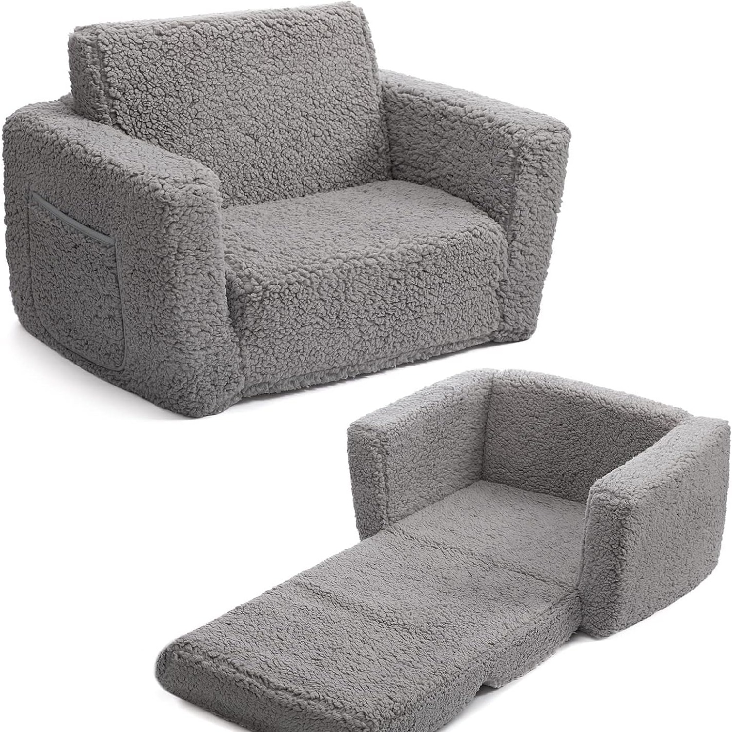 2-in-1 Sherpa Kids Sofa Bed: image 1