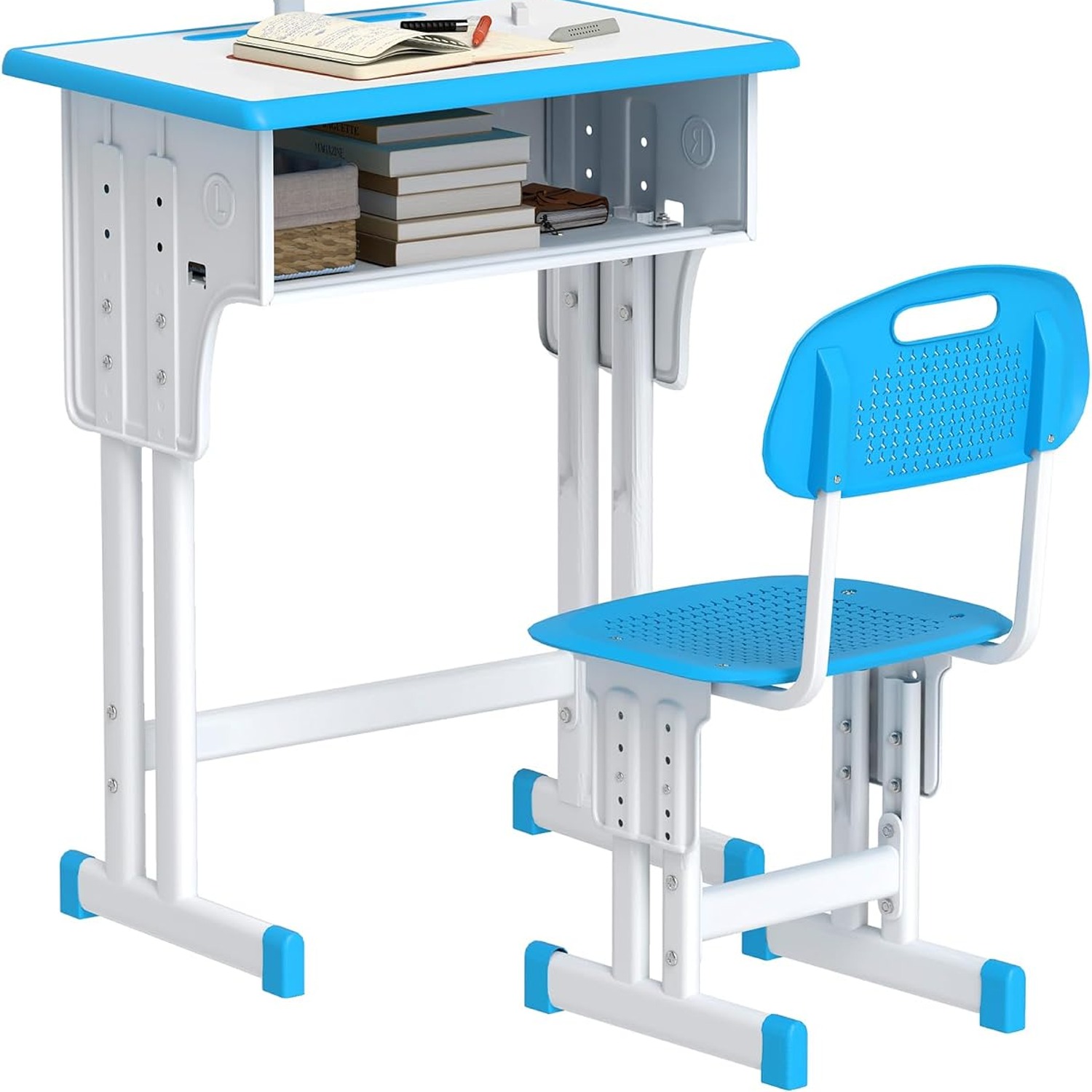 Adjustable Kids Desk and Chair Set with Drawer: image 2
