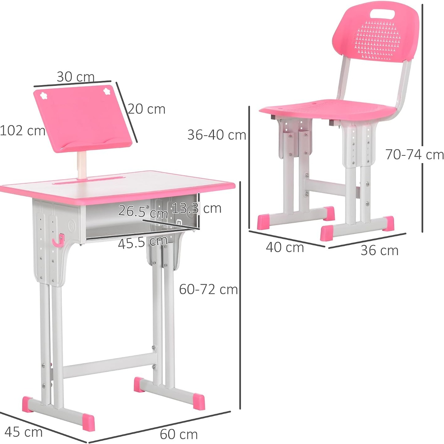 Adjustable Kids Desk and Chair Set with Drawer: image 4