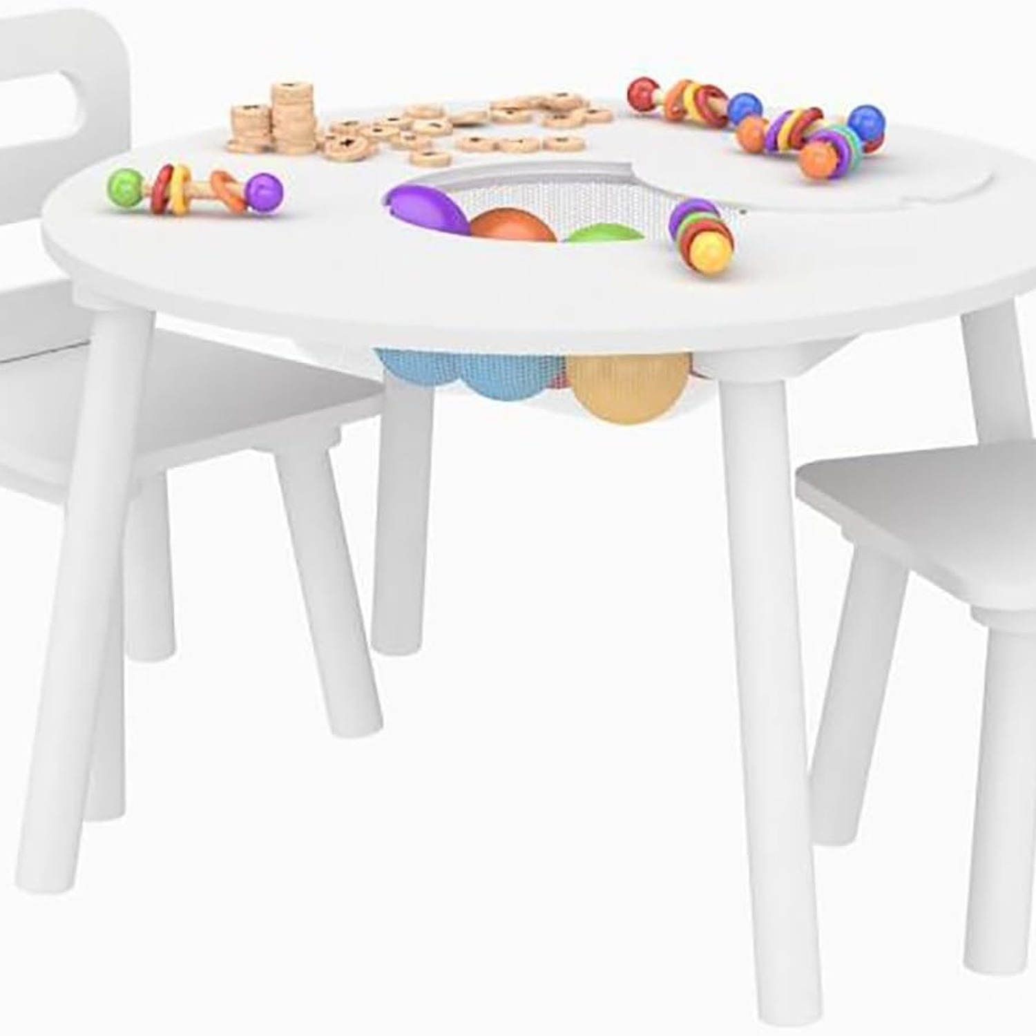 Wooden Kids Storage Table and 2 Chairs