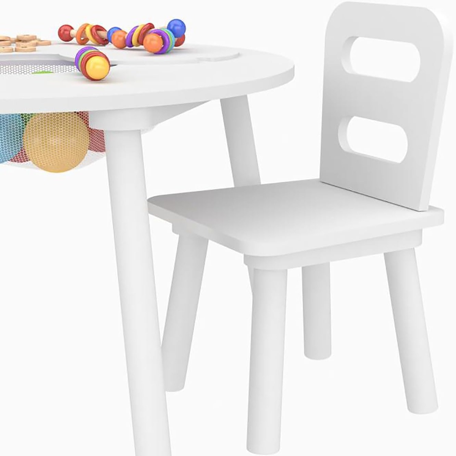 Wooden Kids Storage Table and 2 Chairs