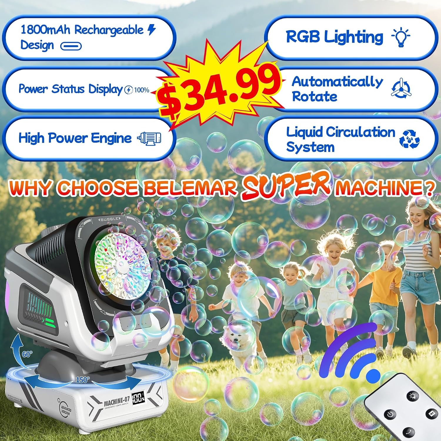Rechargeable Rotating Bubble Machine: image 2