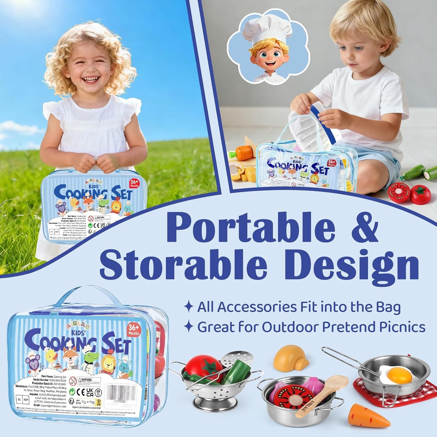 Kids Pots and Pans with Wooden Food: image 5