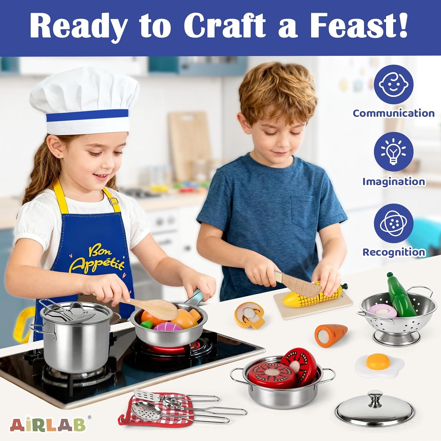 Kids Pots and Pans with Wooden Food: image 6