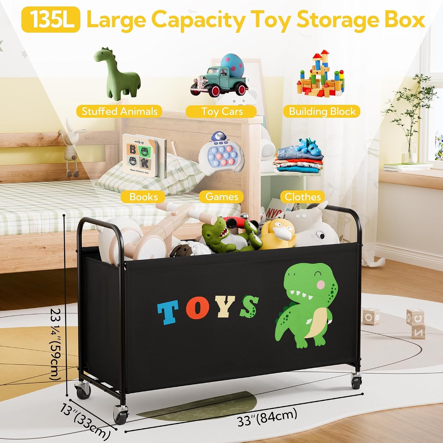 Rolling Toy Chest with Wheels: image 3