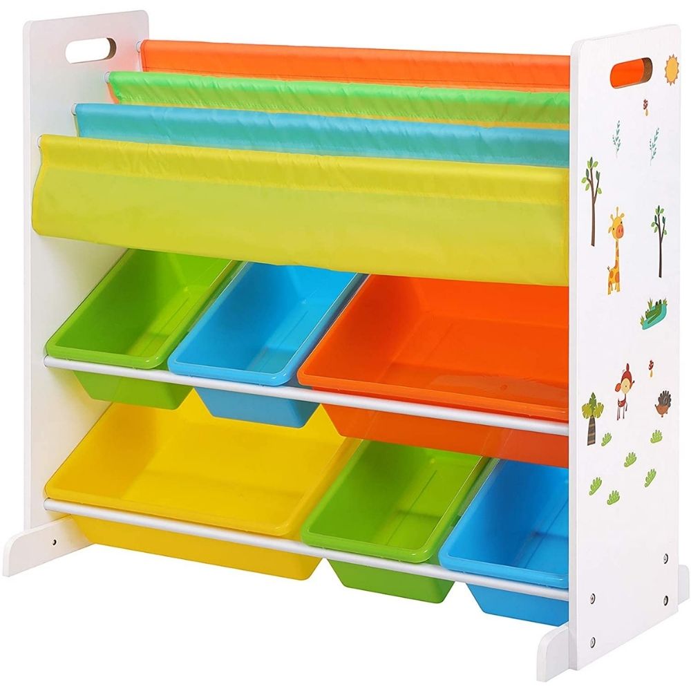 Kids Bookshelf with Toy Storage Boxes