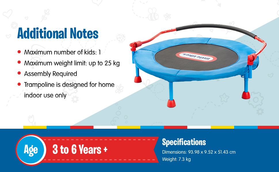 Kids 3-Foot Trampoline with Fold-Down Handlebar: image 3